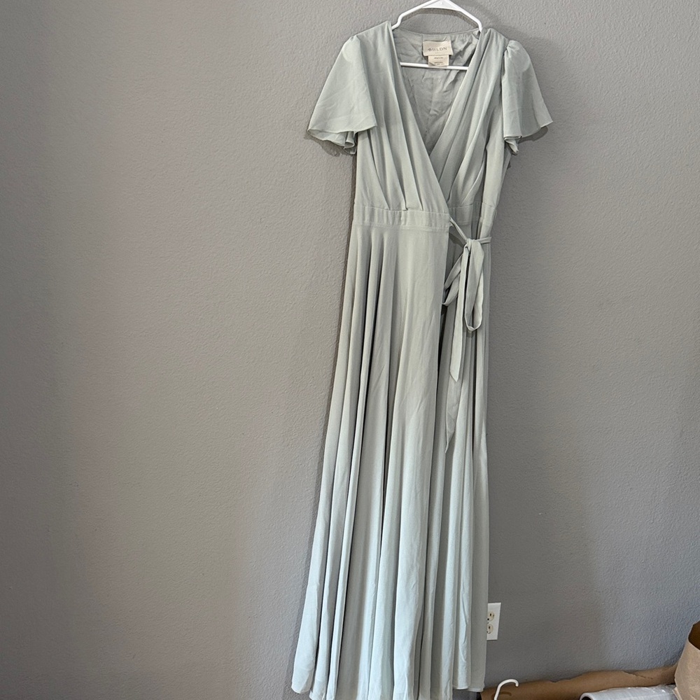 BHLDN Sage Green Maxi Wrap Dress - Picture 4 of 16